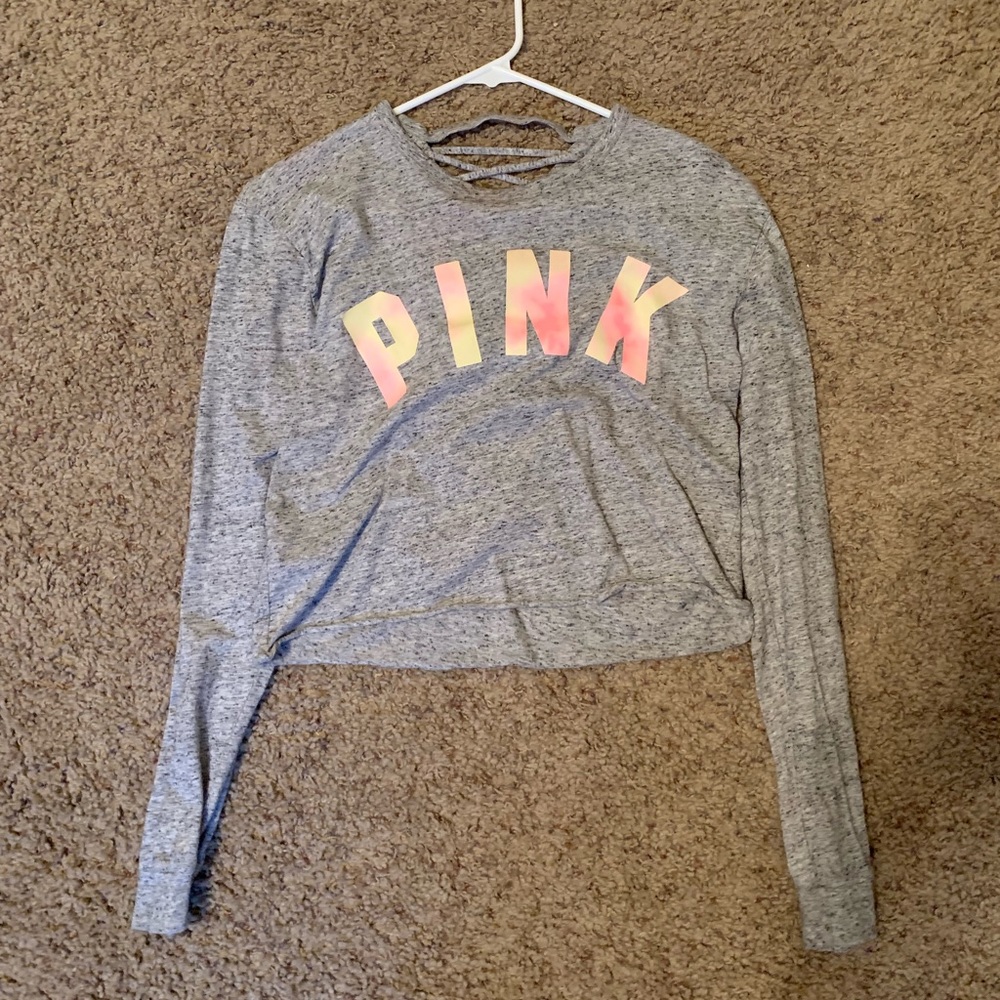PINK Crop Long Sleeve Shirt